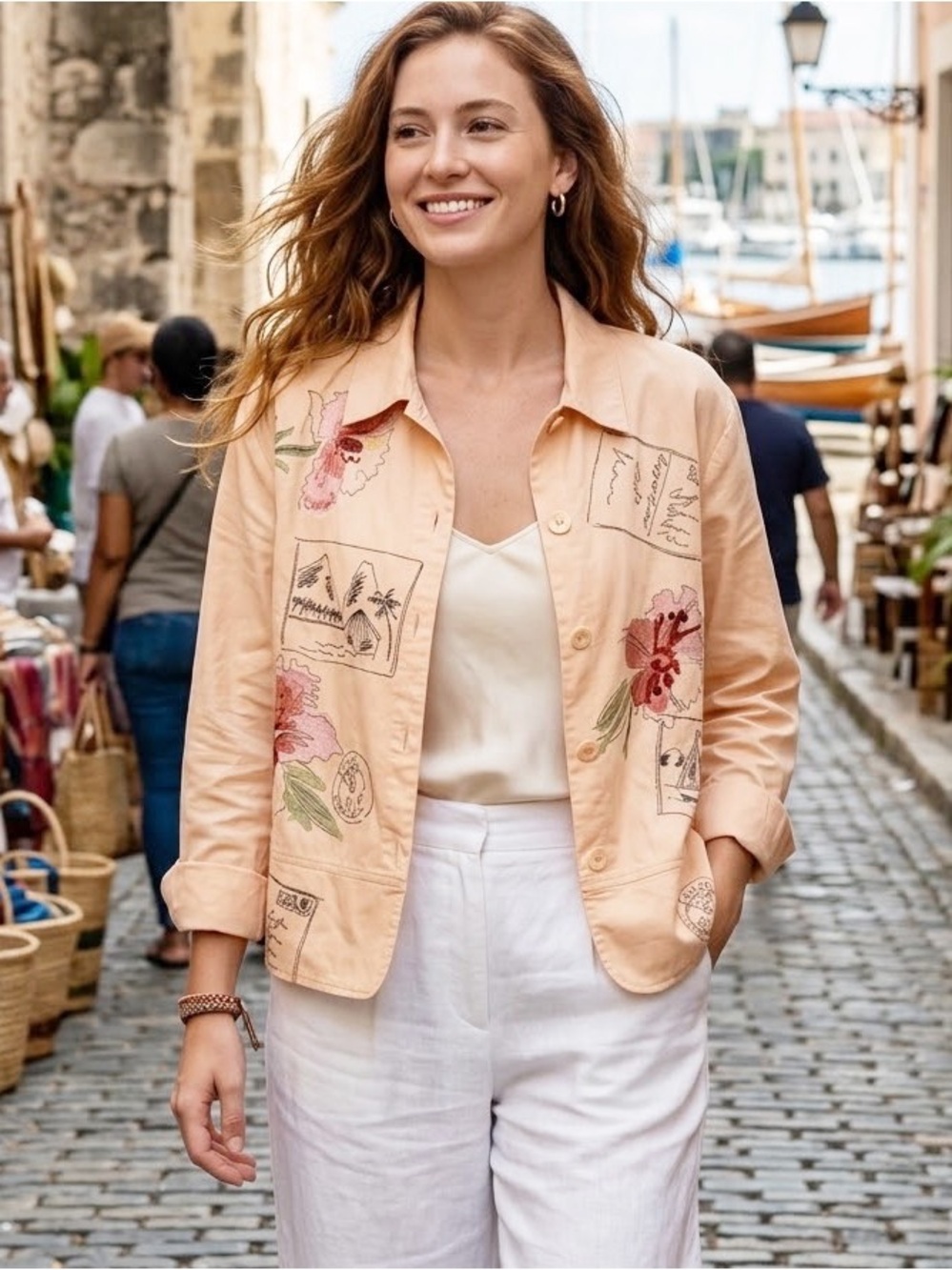 Hearts Of Palm | Lightweight Jacket With Embroidered Detail - Vacation - Resort